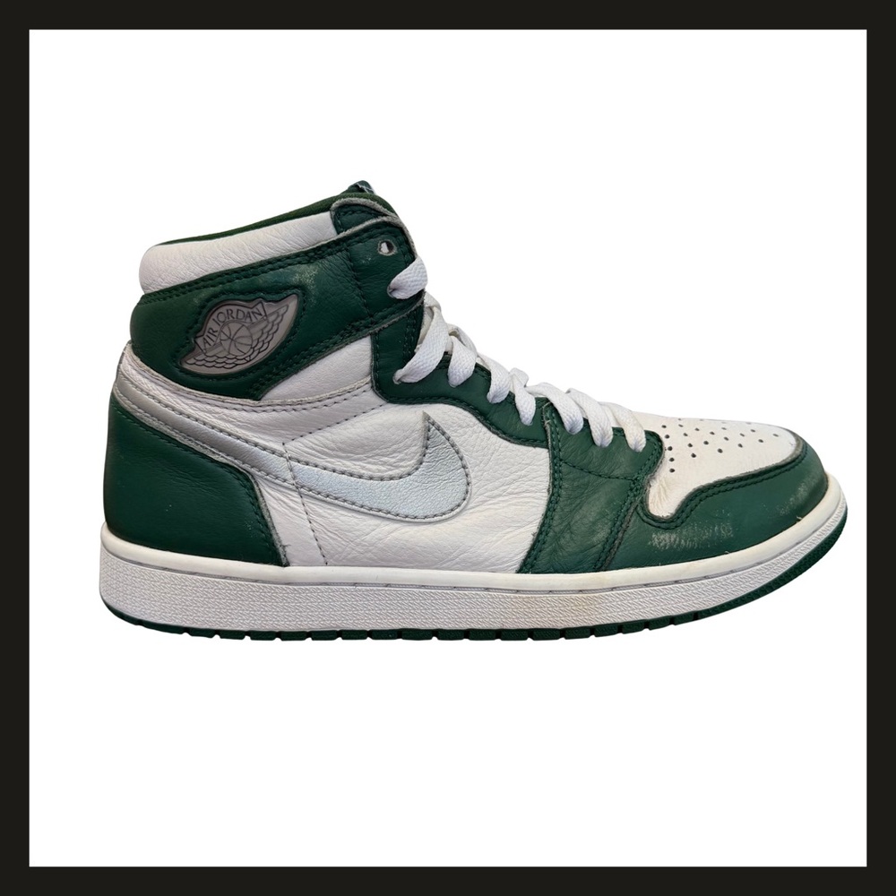 Nike Air Jordan 1 Mid White and Forest Green Sneakers
